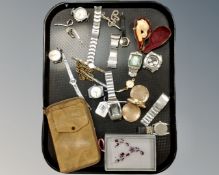 A collection of watches (af), gold plated Waltham watch case,