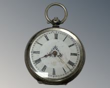 A silver cased fob watch.
