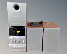 A Sony S-Master midi hi/fi with remote and a Teac micro hi/fi sub speaker