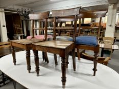 A pair of 19th century dining chairs together with three further 19th century dining chairs.