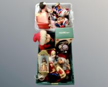 Two plastic crates containing a quantity of boxed and unboxed dolls.