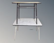 Two mid 20th century kitchen tables on metal legs