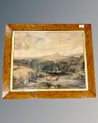 Attributed to Anthony Vandyke Copley Fielding (1787-1855) : A Broad River Valley in Summer with