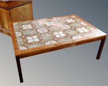 A 20th century Scandinavian rectangular tile topped coffee table.