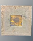 Two crates containing twenty Fotolijst blue wood square photo frames, 10 cm x 10 cm,