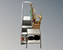 A set of aluminium folding steps together with a further folding stool step,