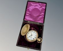 A gold plated full hunter pocket watch.