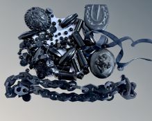 A collection of jet and other black antique jewellery.