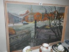 A mid 20th century oil on board rural scene. (Collect only)