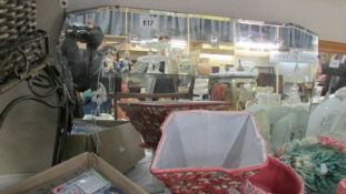 A bevel edged floral decorated mirror. (Collect only)