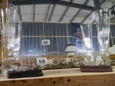 Two ship's in bottles and two glass vases. (Collect only)