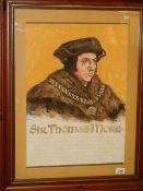 An oak framed and glazed study of Sir Thomas More. COLLECT ONLY.