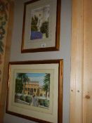 Two framed and glazed watercolours of houses. COLLECT ONLY.
