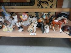 A mixed lot of ceramic and chalk ornaments.