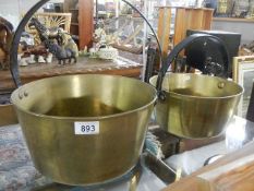 Two brass jam pans.