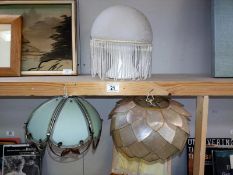 3 metal frame/glass lamp shades COLLECT ONLY.