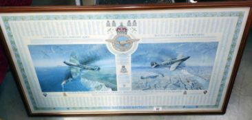 A framed & glazed 'The Battle of Britain' print featuring all the pilots who fought in the Battle