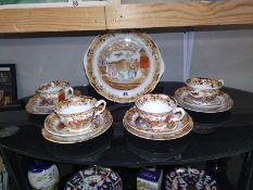A transfer print over painted tea set featuring Chinese scene, COLLECT ONLY.
