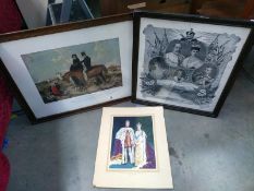 A framed & glazed print 'When peace succeeds War' & 2 Royal related prints (glass A/F)