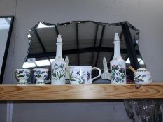 Portmeirion botanical gardens vinegar and oil bottles, egg cups, jug and preserve pot