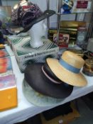 A Jessop & Son Nottingham hat box and selection of hats