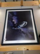 A framed and glazed Star Trek 'Voyager' The Star Trek art collection framed print 81cm x 66cm (