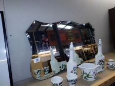 An art deco bevel edge mirror 66cm x 37cm