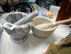 Two 20th century pestle & mortars