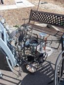 A metal wine rack & other metal items. Collect Only.