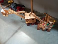 A wooden steam shovel and crane (o.8 ml max - from kit)