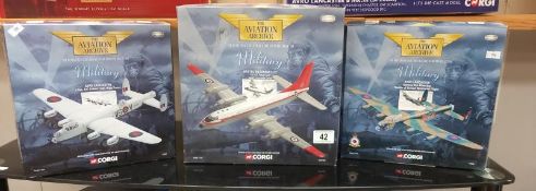 3 boxed Corgi military models, Avro Lancaster Tiger Force, Avro Lancaster Mickey the Moocher,