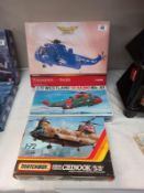 A Matchbox Chinook PK 413, Sea King 7A29, Sea King AA33410, model kits, all boxed, completeness