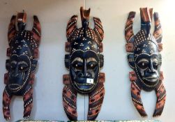 3 African wall masks in Dan style