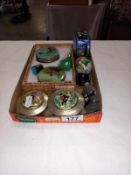 A quantity of trinket boxes, teapot, hand mirror etc