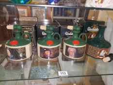 A boxed bottle of Glenfiddich Mary Queen of Scots heritage reserve and 3 boxed empty Royal