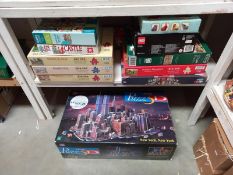 A quantity of jigsaw puzzles. 3 unopened, Lego architecture no.21029, paper birds model, 3d
