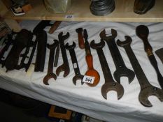 A mixed lot of old named spanners etc.,