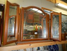 A pine triple dressing table mirror, COLLECT ONLY.