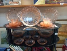 A part vintage pressed orange glass tea set COLLECT ONLY
