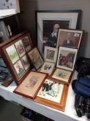 2 Satirical watercolours & a quantity of prints