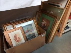 A quantity of framed & glazed flower pictures with some nice frames COLLECT ONLY
