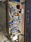 A shelf of various hand tools. Collect Only.