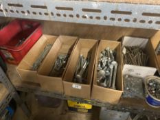 A Shelf of bolts, screws and nails. Collect Only.