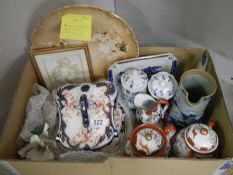 A mixed lot of ceramics including cheese dish.
