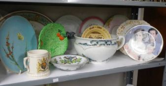 A mixed lot of ceramics including Victorian chamber pot.