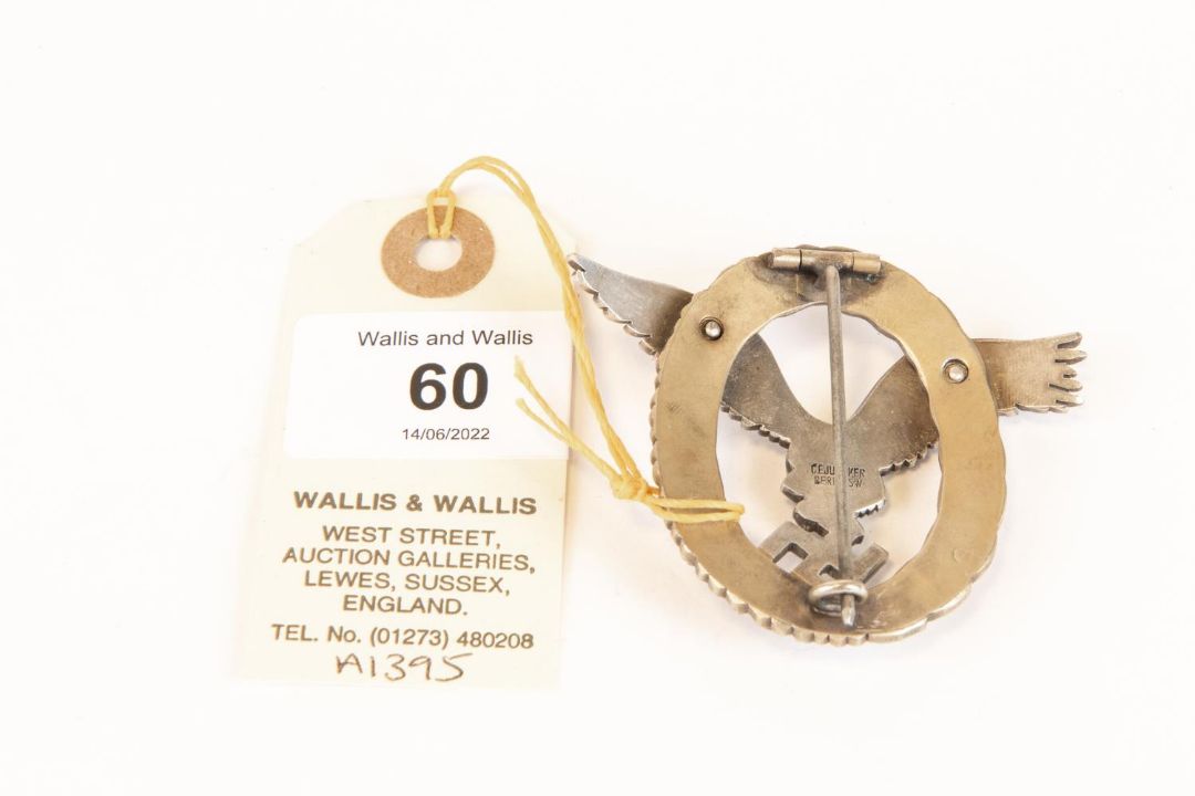 †A Third Reich Pilot Observer's badge, of heavy nickel silver construction, the back stamped "C.E. - Image 4 of 4