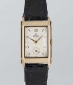 A GENTLEMAN'S 9CT SOLID GOLD ROLEX RECTANGULAR WRIST WATCH CIRCA 1930s Movement: 17J, manual wind,