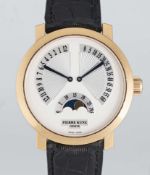 A GENTLEMAN'S 18K SOLID ROSE GOLD PIERRE KUNZ GRANDE RETROGRADE WRIST WATCH CIRCA 2000s, REF. PKA004