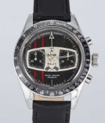 A GENTLEMAN'S STAINLESS STEEL LEJOUR RALLY CHRONOGRAPH WRIST WATCH CIRCA 1969 Movement: 17J,