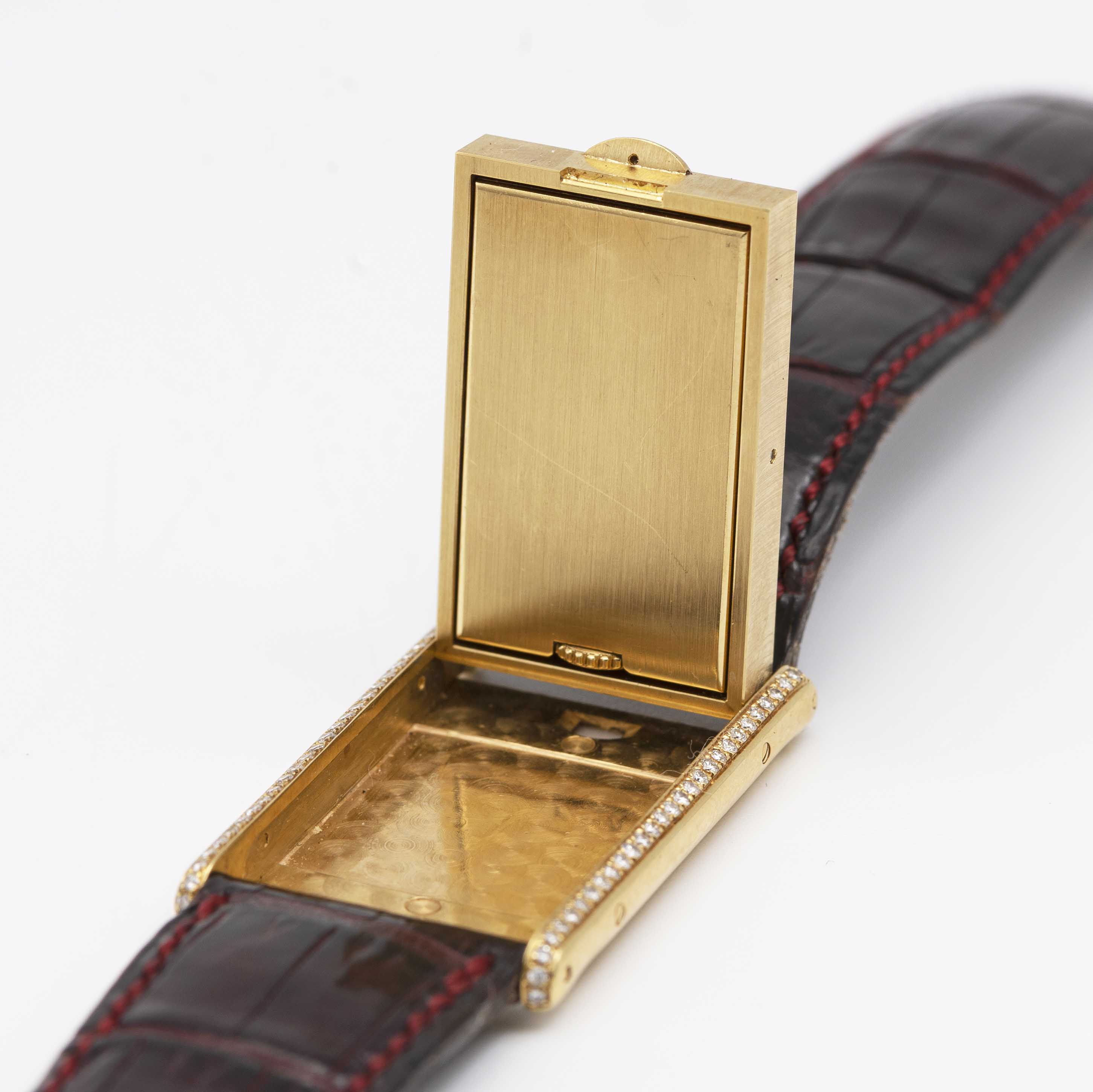 A RARE GENTLEMAN'S SIZE 18K SOLID GOLD & DIAMOND CARTIER PARIS BASCULANTE WRIST WATCH CIRCA - Image 11 of 11